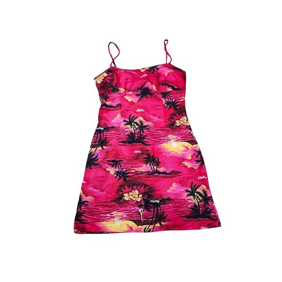 Royal Creations Empire Waist Hawaiian Sunset Mini Sundress M Boho Tropical - Picture 1 of 9